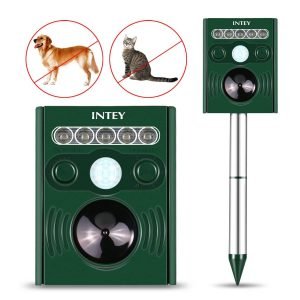 INTEY Ultrasonic Solar Powered Cat Repellent Animal Scarer